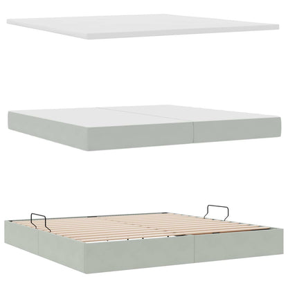vidaXL Bett mit Stauraum und LED mit LED Hellgrau 200 x 200 cm Samt