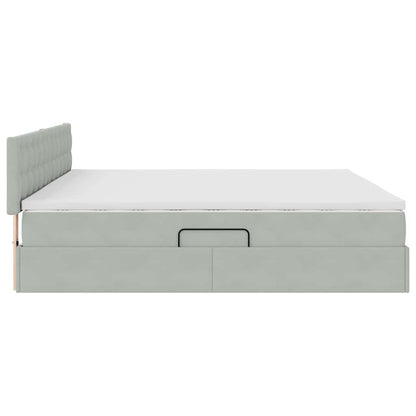 vidaXL Bett mit Stauraum und LED mit LED Hellgrau 200 x 200 cm Samt