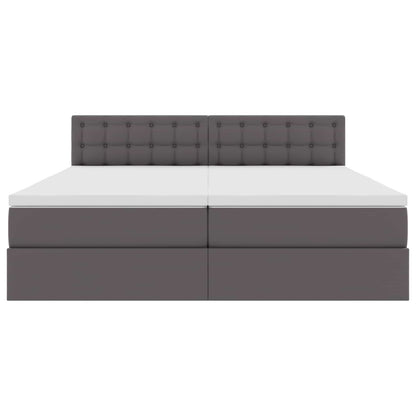 Bett mit Stauraum und LED mit LED Grau 180 x 200 cm Kunstleder