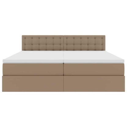 Bett mit Stauraum und LED Cappuccino 180 x 200 cm Kunstleder