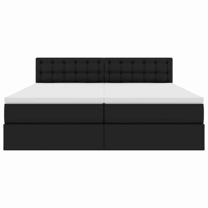 Bett mit Stauraum und LED Schwarz 200 x 200 cm Kunstleder