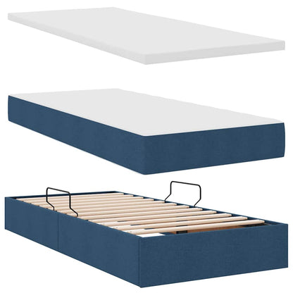 vidaXL Bett mit LED-Lichtleisten mit Kopfteil Blau 180 x 200 cm Stoff