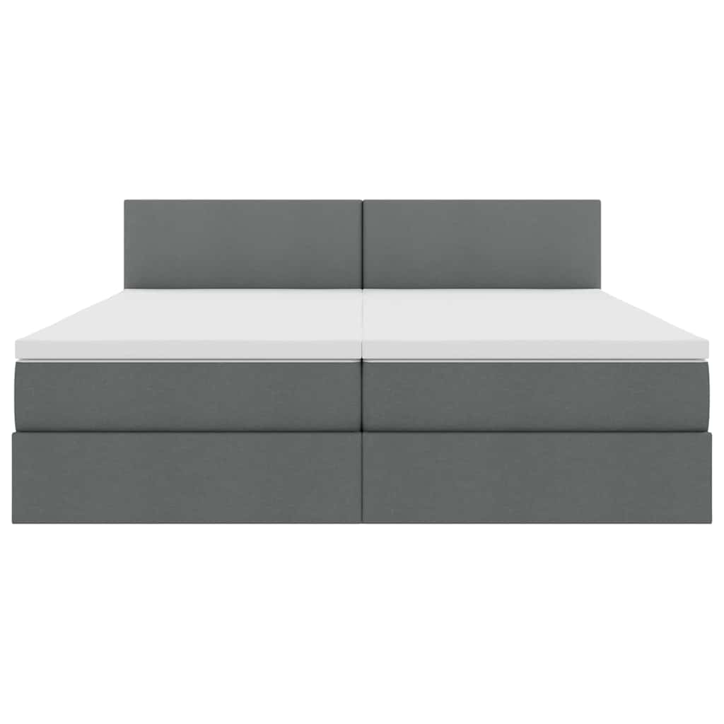 vidaXL Bett mit LED-Lichtleisten Dunkelgrau 200 x 200 cm Stoff
