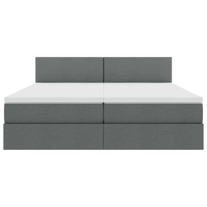 vidaXL Bett mit LED-Lichtleisten Dunkelgrau 200 x 200 cm Stoff
