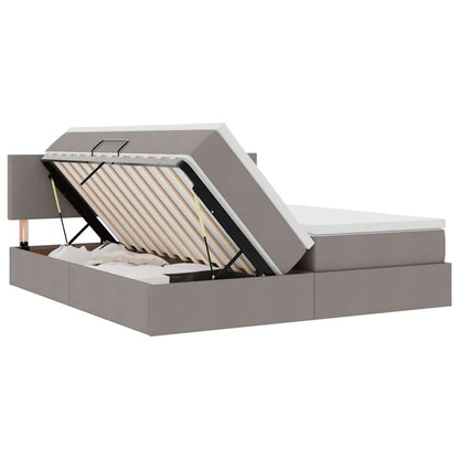 vidaXL Lit avec bande LED et tête de lit taupe 200 x 200 cm tissu