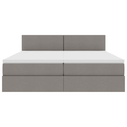 vidaXL Lit avec bande LED et tête de lit taupe 200 x 200 cm tissu