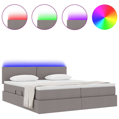 vidaXL Lit avec bande LED et tête de lit taupe 200 x 200 cm tissu