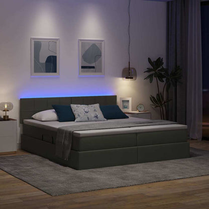 Bett mit LED-Lichtleisten Dunkelgrau 180 x 200 cm Stoff