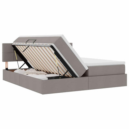 Bett mit LED-Lichtleisten mit Kopfteil Taupe 180 x 200 cm Stoff