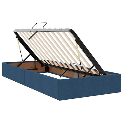vidaXL Bett mit LED-Lichtleisten mit Kopfteil Blau 180 x 200 cm Stoff