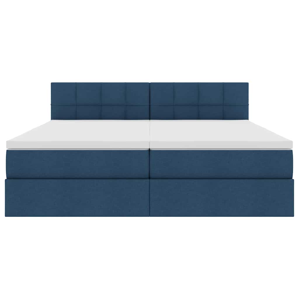 vidaXL Bett mit LED-Lichtleisten mit Kopfteil Blau 180 x 200 cm Stoff
