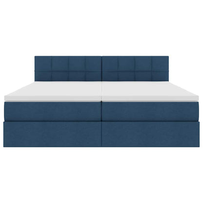 vidaXL Bett mit LED-Lichtleisten mit Kopfteil Blau 180 x 200 cm Stoff