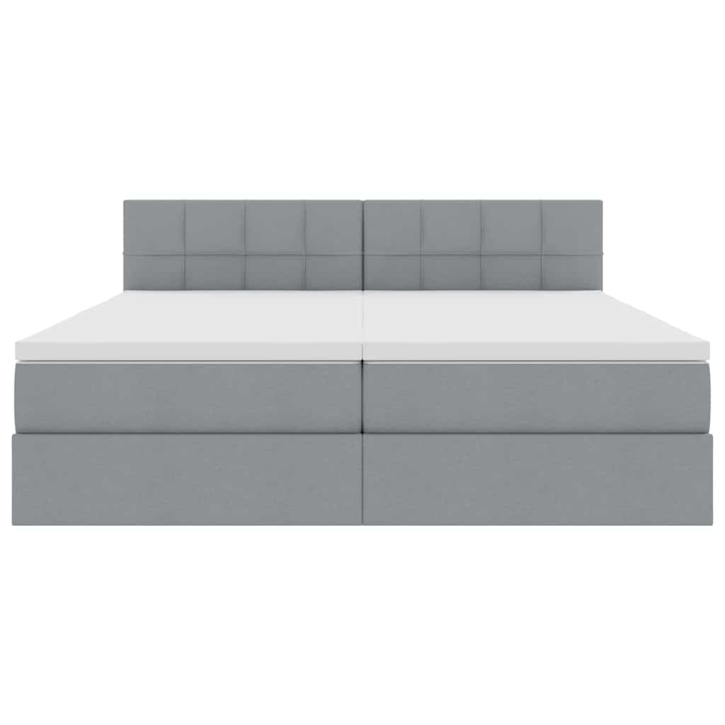 vidaXL Bett mit LED-Lichtleisten Hellgrau 200 x 200 cm Stoff