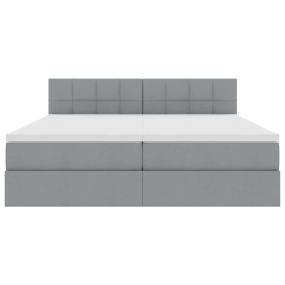 vidaXL Bett mit LED-Lichtleisten Hellgrau 200 x 200 cm Stoff