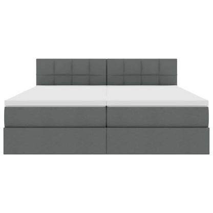 vidaXL Bett mit LED-Lichtleisten Dunkelgrau 200 x 200 cm Stoff
