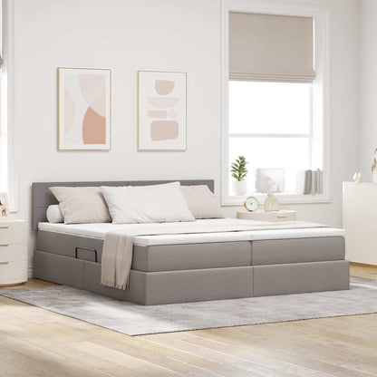 vidaXL Lit avec bande LED et tête de lit taupe 200 x 200 cm tissu