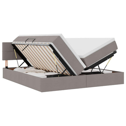 vidaXL Lit avec bande LED et tête de lit taupe 200 x 200 cm tissu