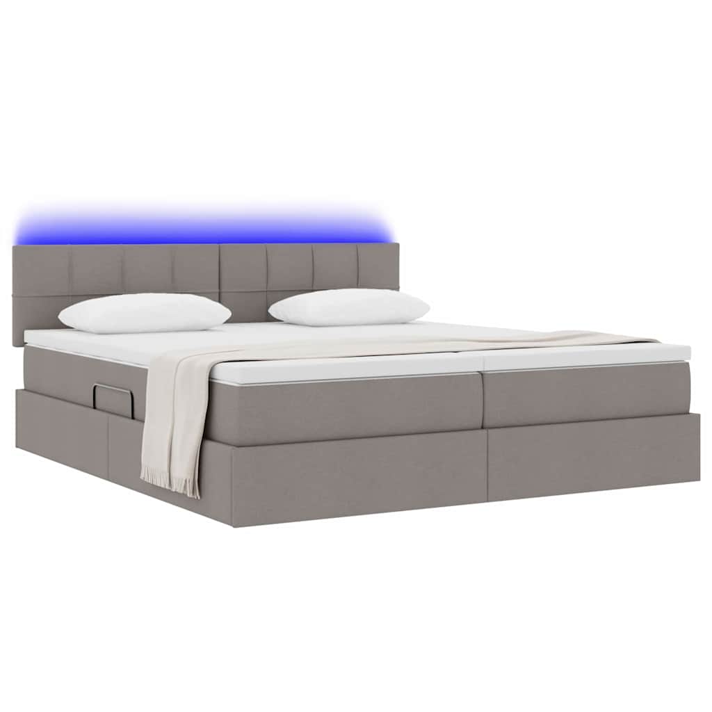 vidaXL Lit avec bande LED et tête de lit taupe 200 x 200 cm tissu