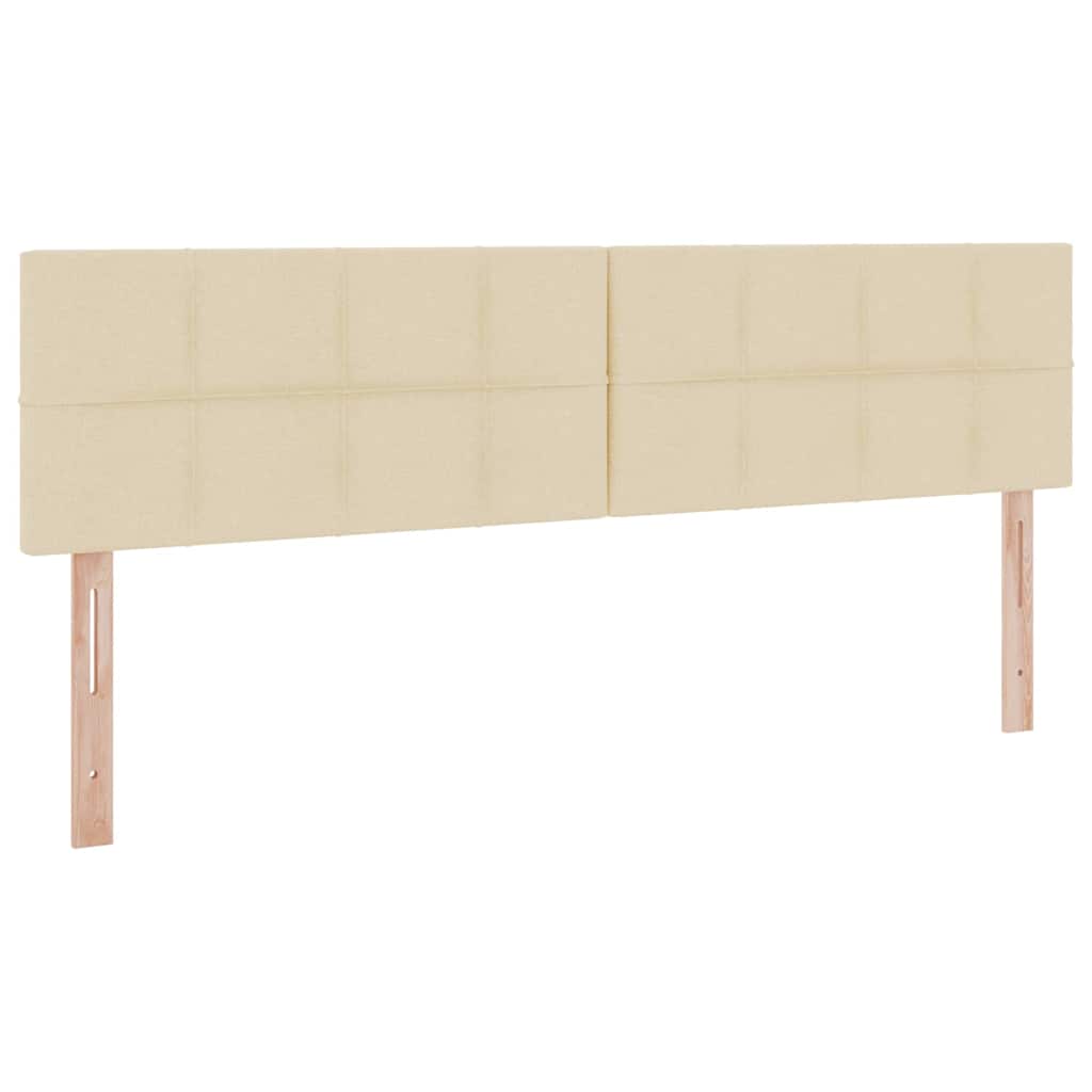 Bett mit LED-Lichtleisten mit Kopfteil Creme 200 x 200 cm Stoff