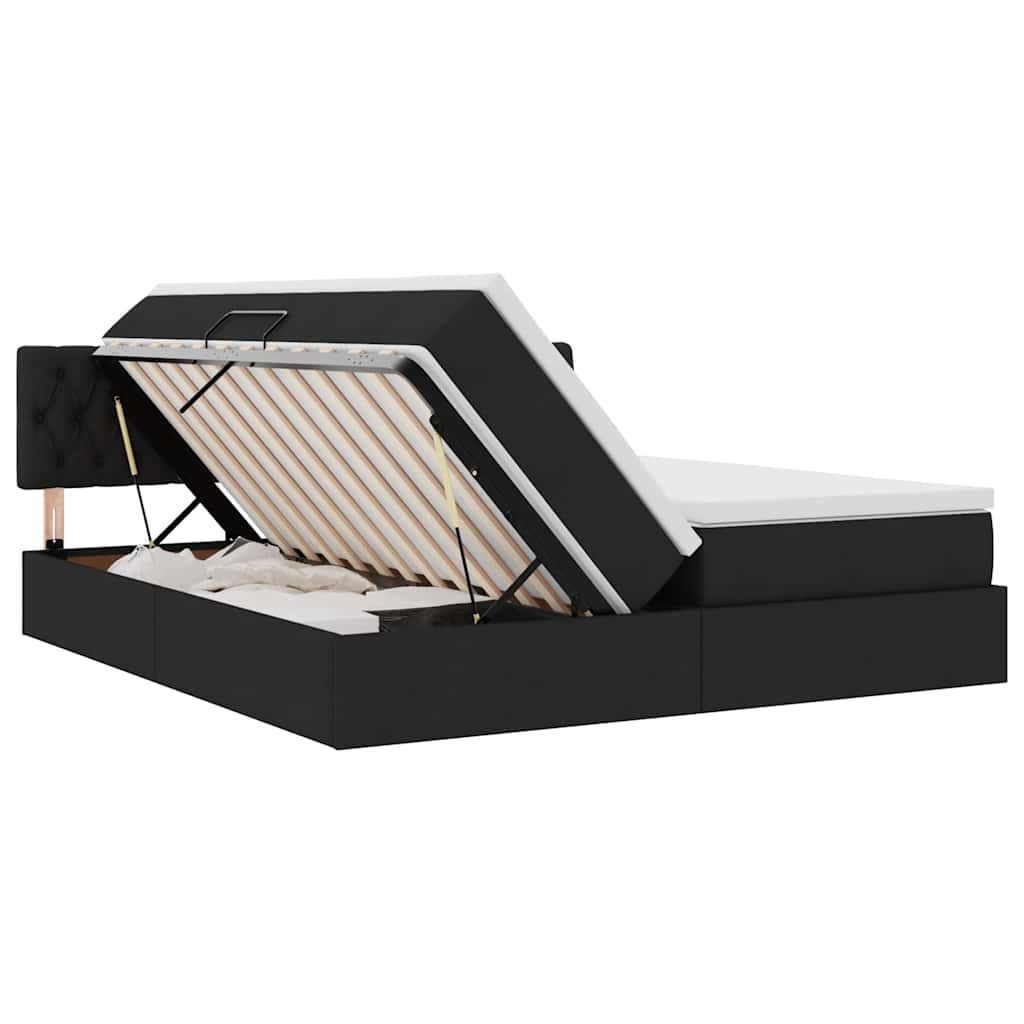 vidaXL Bett mit LED-Lichtleisten Schwarz 180 x 200 cm Stoff