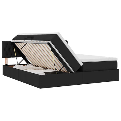 vidaXL Bett mit LED-Lichtleisten Schwarz 180 x 200 cm Stoff