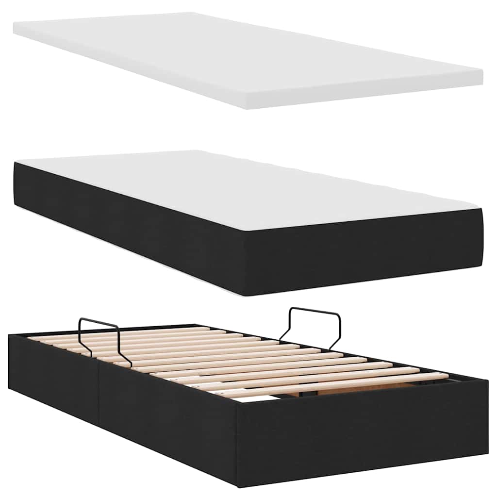 vidaXL Bett mit LED-Lichtleisten Schwarz 180 x 200 cm Stoff