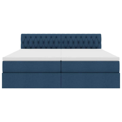 vidaXL Bett mit LED-Lichtleisten mit Kopfteil Blau 180 x 200 cm Stoff