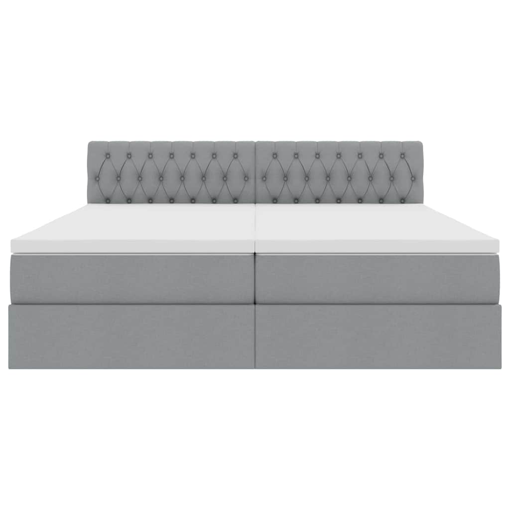vidaXL Bett mit LED-Lichtleisten Hellgrau 200 x 200 cm Stoff