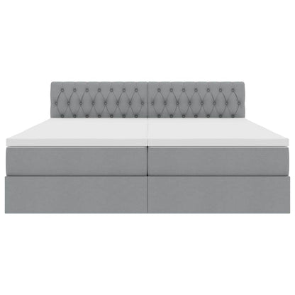 vidaXL Bett mit LED-Lichtleisten Hellgrau 200 x 200 cm Stoff