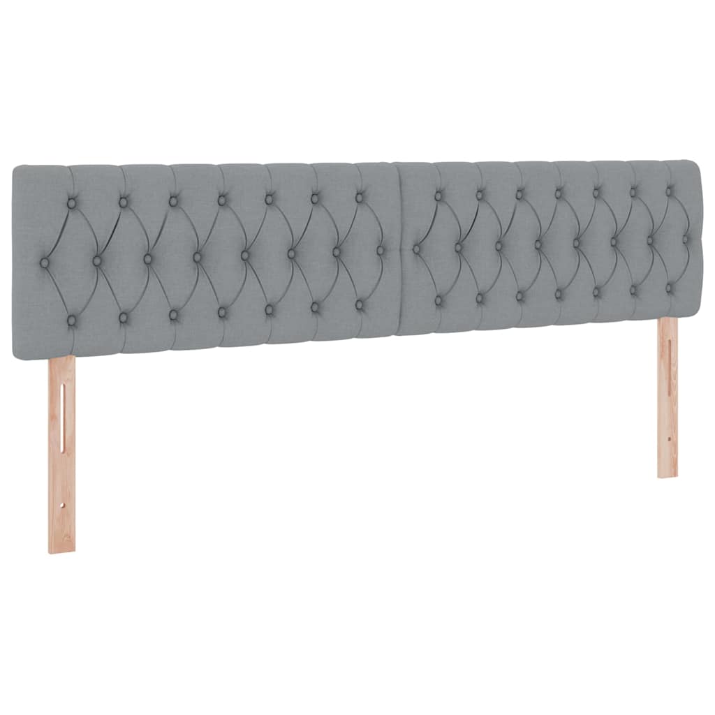 vidaXL Bett mit LED-Lichtleisten Hellgrau 200 x 200 cm Stoff