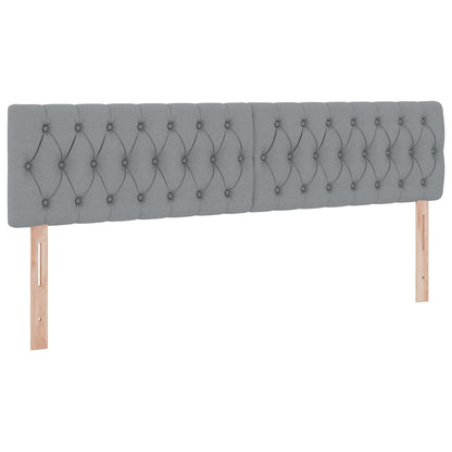 vidaXL Bett mit LED-Lichtleisten Hellgrau 200 x 200 cm Stoff