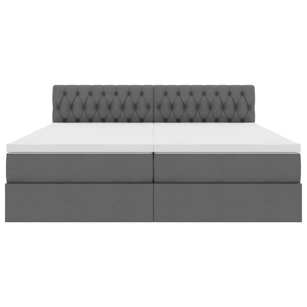 vidaXL Bett mit LED-Lichtleisten Dunkelgrau 200 x 200 cm Stoff
