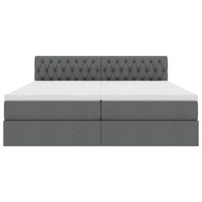 vidaXL Bett mit LED-Lichtleisten Dunkelgrau 200 x 200 cm Stoff