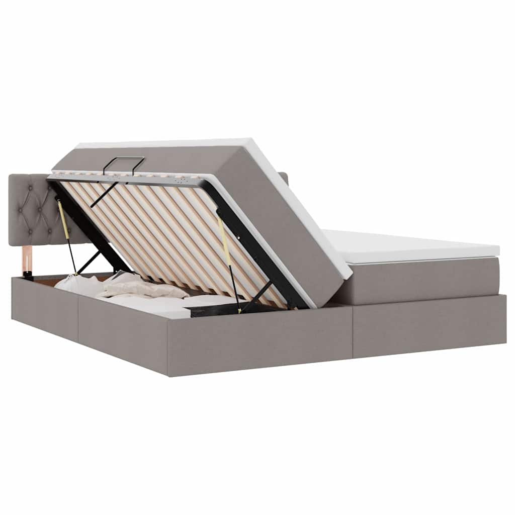vidaXL Lit avec bande LED et tête de lit taupe 200 x 200 cm tissu