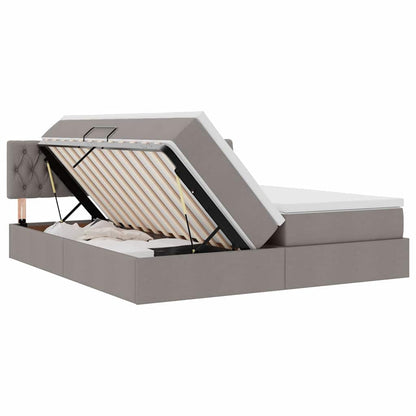 vidaXL Lit avec bande LED et tête de lit taupe 200 x 200 cm tissu