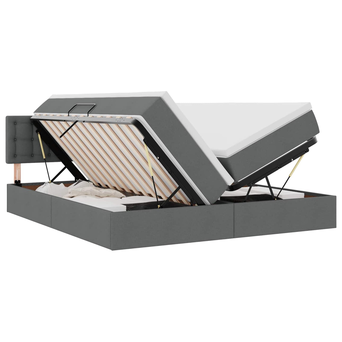 Bett mit LED-Lichtleisten Dunkelgrau 180 x 200 cm Stoff