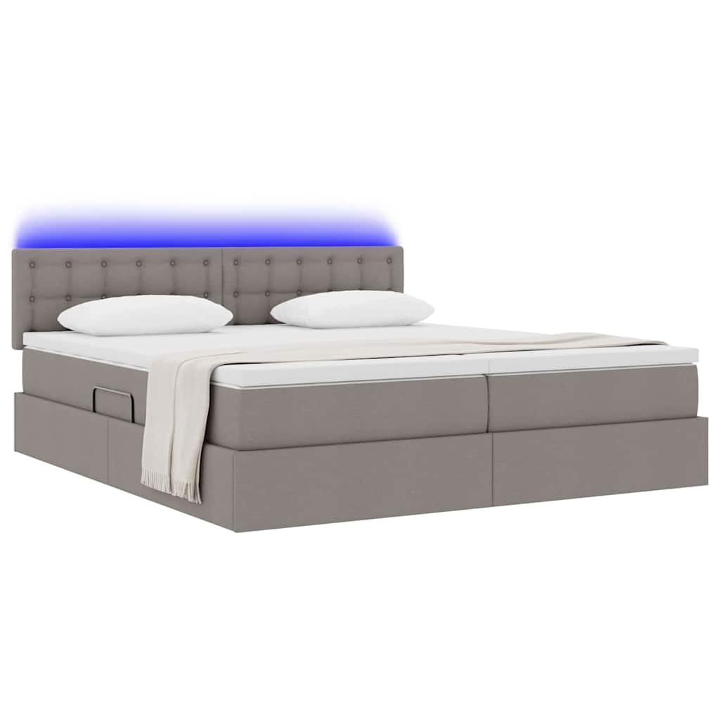Bett mit LED-Lichtleisten mit Kopfteil Taupe 180 x 200 cm Stoff