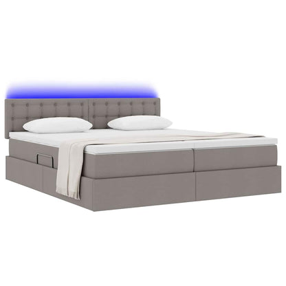 Bett mit LED-Lichtleisten mit Kopfteil Taupe 180 x 200 cm Stoff