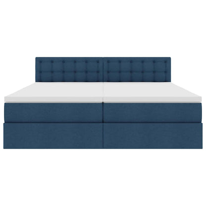 vidaXL Bett mit LED-Lichtleisten mit Kopfteil Blau 180 x 200 cm Stoff