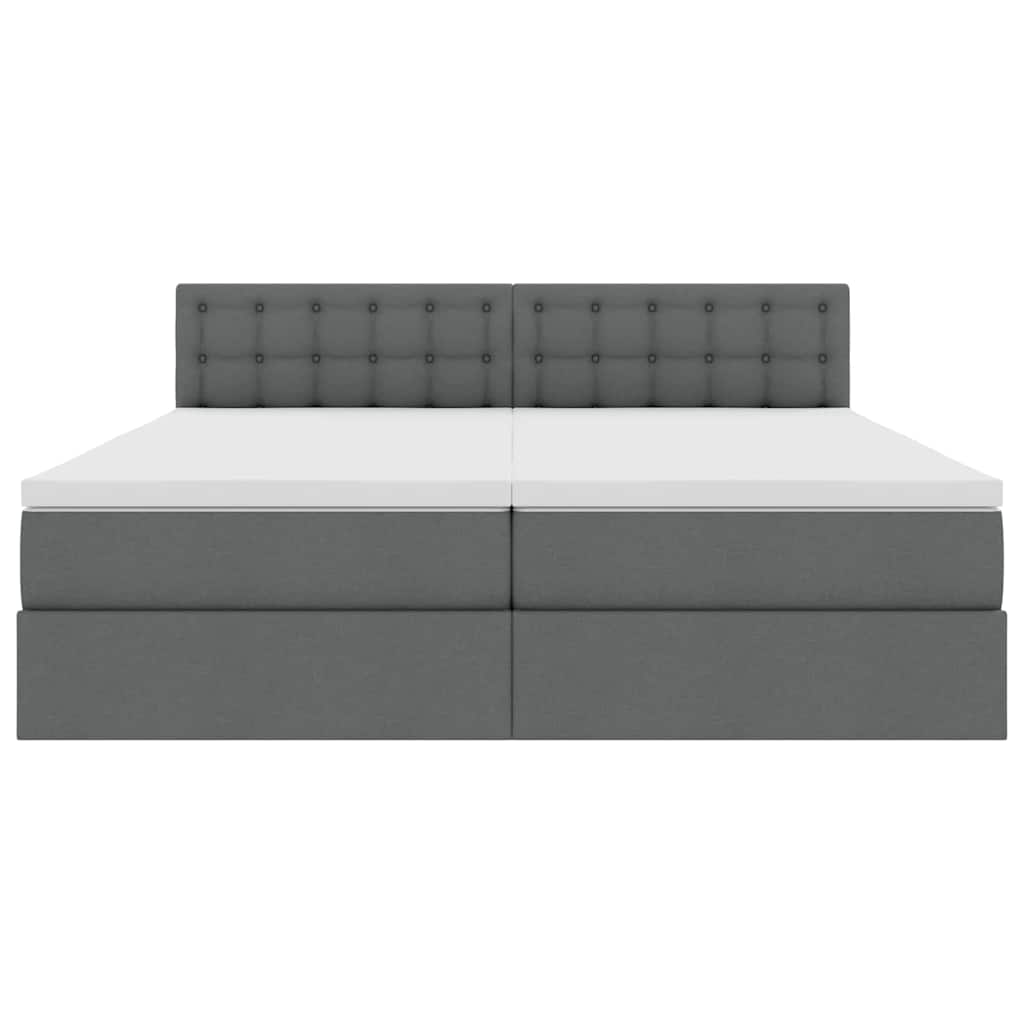 vidaXL Bett mit LED-Lichtleisten Dunkelgrau 200 x 200 cm Stoff