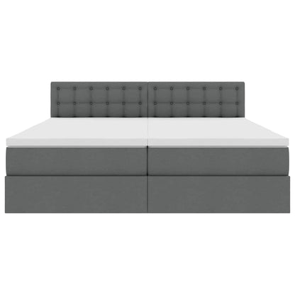 vidaXL Bett mit LED-Lichtleisten Dunkelgrau 200 x 200 cm Stoff