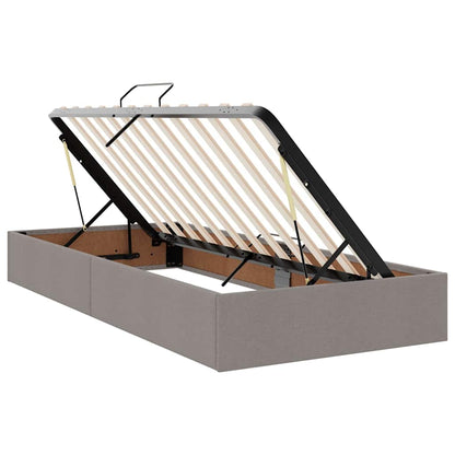 vidaXL Bett mit LED-Lichtleisten mit Kopfteil Taupe 200 x 200 cm Stoff