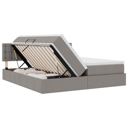 vidaXL Bett mit LED-Lichtleisten mit Kopfteil Taupe 200 x 200 cm Stoff