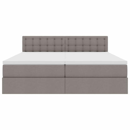 vidaXL Bett mit LED-Lichtleisten mit Kopfteil Taupe 200 x 200 cm Stoff
