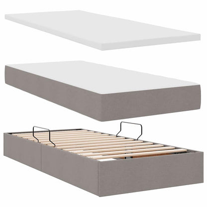 vidaXL Bett mit LED-Lichtleisten mit Kopfteil Taupe 200 x 200 cm Stoff