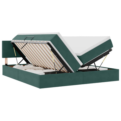 vidaXL Bett mit LED-Lichtleisten Dunkelgrün 180 x 200 cm Samt