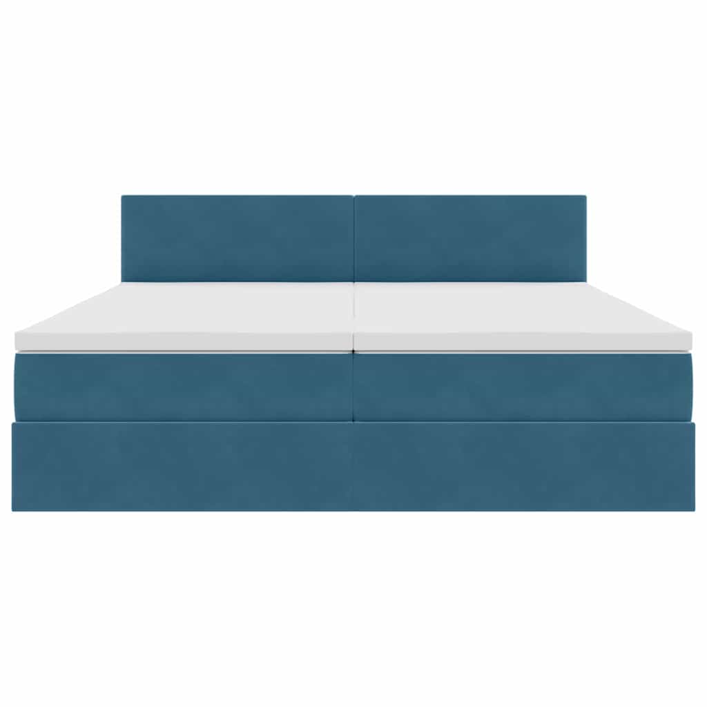 vidaXL Bett mit LED-Lichtleisten Dunkelblau 180 x 200 cm Samt