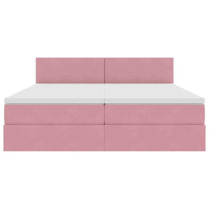 vidaXL Bett mit LED-Lichtleisten mit Kopfteil Rosa 180 x 200 cm Samt