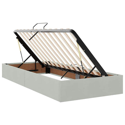 vidaXL Bett mit LED-Lichtleisten Hellgrau 200 x 200 cm Samt
