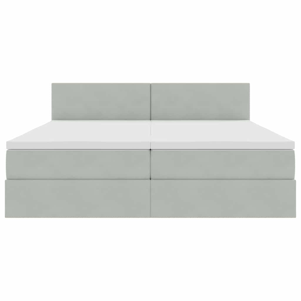 vidaXL Bett mit LED-Lichtleisten Hellgrau 200 x 200 cm Samt